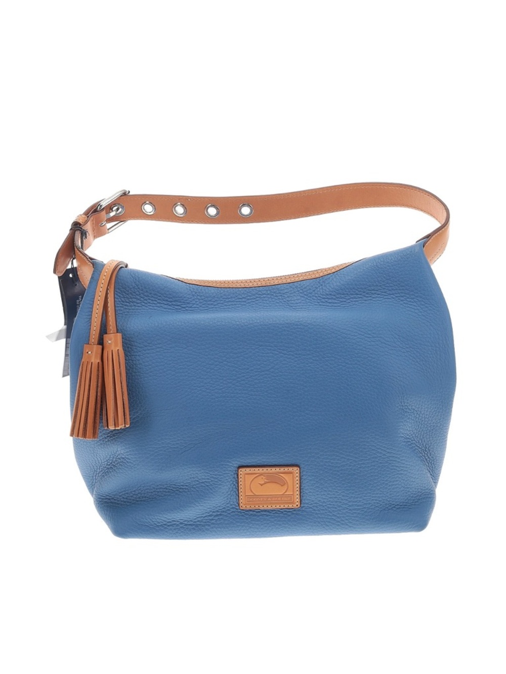Dooney & Bourke Blue Leather Shoulder Bag with Tan Trim